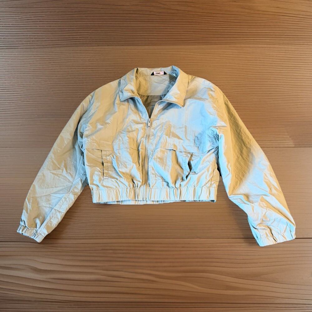 Ci Sono Sage Green Cropped Windbreaker Jacket Utility Gorpcore Athleisure Y2K L